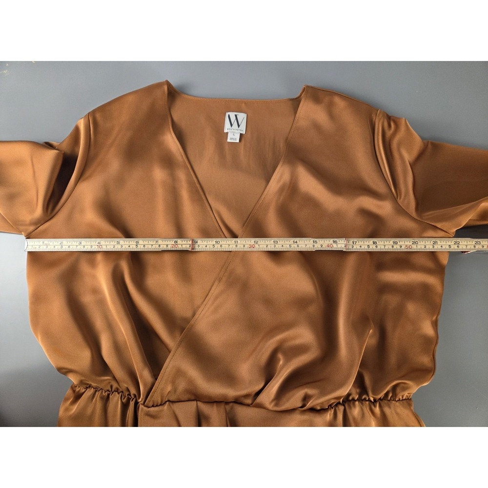 Worthington Sz XL Caramel Brown Long Sleeve Dress Wrap Silhouette Lined - Picture 8 of 9